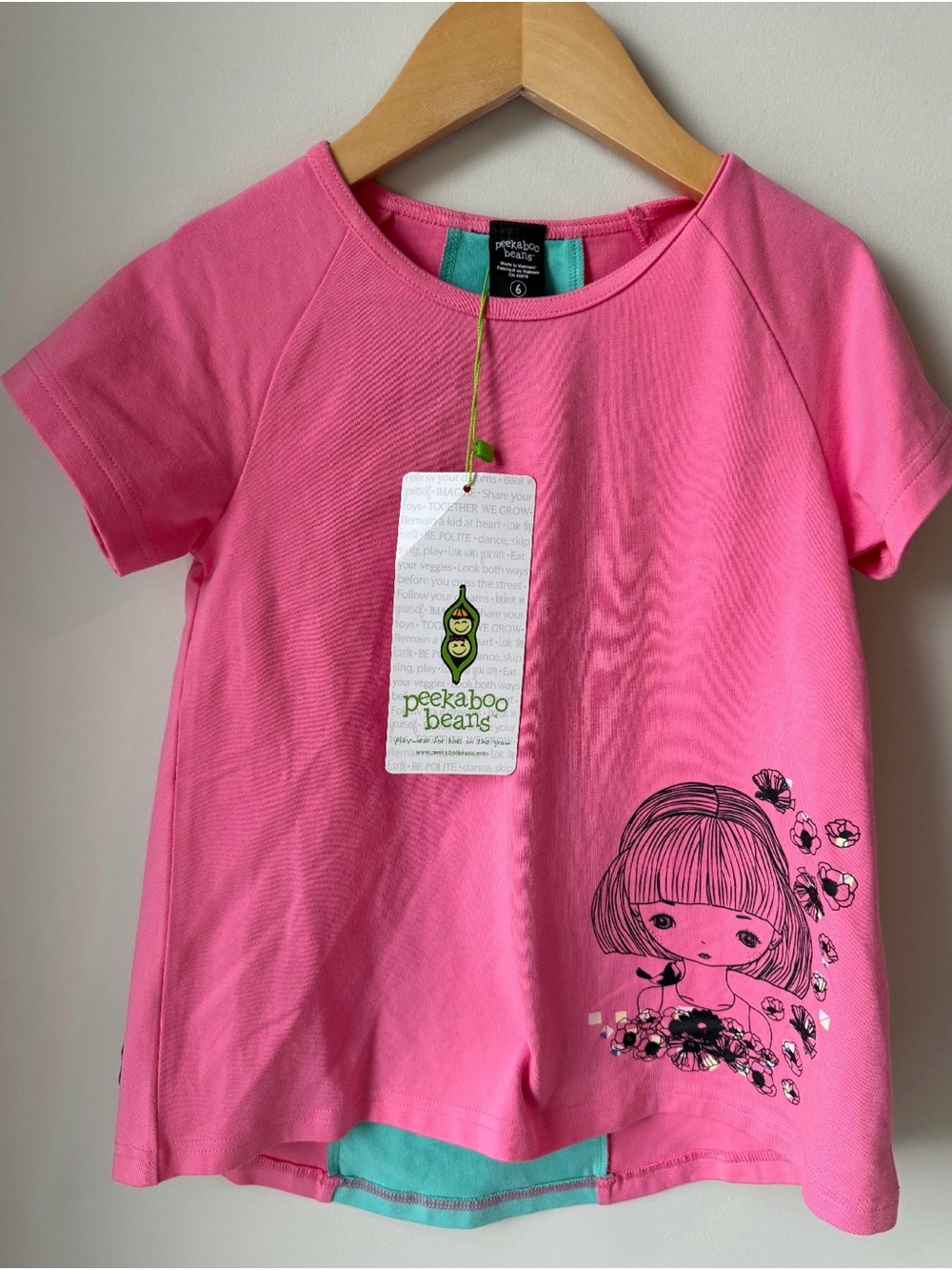 Peekaboo Beans Pink Graphic Dreamer Short-Sleeve Tee Size 6